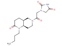 1-{2-[(4aS*,8aR*)-1-butyl-2-oxooctahydro-1,6-naphthyridin-6(2H)-yl]-2-oxoethyl}imidazolidine-2,4-dione