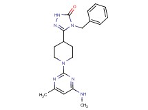 4-benzyl-5-{1-[4-methyl-6-(methylamino)-2-pyrimidinyl]-4-piperidinyl}-2,4-dihydro-3H-1,2,4-triazol-3-one