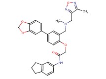 2-[4-(1,3-benzodioxol-5-yl)-2-({methyl[(4-methyl-1,2,5-oxadiazol-3-yl)methyl]amino}methyl)phenoxy]-N-(2,3-dihydro-1H-inden-5-yl)acetamide