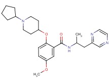 2-[(1-cyclopentyl-4-piperidinyl)oxy]-5-methoxy-N-[1-methyl-2-(2-pyrazinyl)ethyl]benzamide