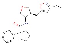 N-{(3R*,4S*)-4-[(3-methylisoxazol-5-yl)methyl]tetrahydrofuran-3-yl}-1-phenylcyclopentanecarboxamide