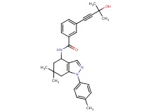 N-[6,6-dimethyl-1-(4-methylphenyl)-4,5,6,7-tetrahydro-1H-indazol-4-yl]-3-(3-hydroxy-3-methyl-1-butyn-1-yl)benzamide