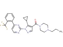 2-{5-cyclopropyl-4-[(4-propyl-1-piperazinyl)carbonyl]-1H-pyrazol-1-yl}-4-[2-(trifluoromethyl)phenyl]pyrimidine