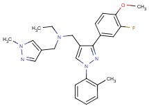 N-{[3-(3-fluoro-4-methoxyphenyl)-1-(2-methylphenyl)-1H-pyrazol-4-yl]methyl}-N-[(1-methyl-1H-pyrazol-4-yl)methyl]ethanamine