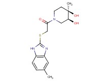 (3S*,4R*)-4-methyl-1-{[(5-methyl-1H-benzimidazol-2-yl)thio]acetyl}piperidine-3,4-diol