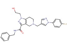 N-benzyl-5-{[1-(4-fluorophenyl)-1H-pyrazol-4-yl]methyl}-1-(2-hydroxyethyl)-4,5,6,7-tetrahydro-1H-pyrazolo[4,3-c]pyridine-3-carboxamide