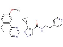 5-cyclopropyl-1-(9-methoxy-5,6-dihydrobenzo[h]quinazolin-2-yl)-N-[2-(4-pyridinyl)ethyl]-1H-pyrazole-4-carboxamide