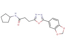 3-[5-(1,3-benzodioxol-5-yl)-1,3,4-oxadiazol-2-yl]-N-cyclopentylpropanamide
