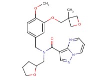 N-{4-methoxy-3-[(3-methyl-3-oxetanyl)methoxy]benzyl}-N-(tetrahydro-2-furanylmethyl)pyrazolo[1,5-a]pyrimidine-3-carboxamide