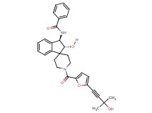 N-{(2R*,3R*)-2-hydroxy-1'-[5-(3-hydroxy-3-methyl-1-butyn-1-yl)-2-furoyl]-2,3-dihydrospiro[indene-1,4'-piperidin]-3-yl}benzamide