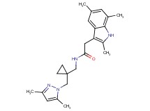 N-({1-[(3,5-dimethyl-1H-pyrazol-1-yl)methyl]cyclopropyl}methyl)-2-(2,5,7-trimethyl-1H-indol-3-yl)acetamide