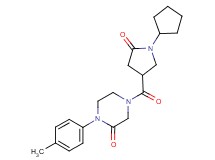 4-[(1-cyclopentyl-5-oxo-3-pyrrolidinyl)carbonyl]-1-(4-methylphenyl)-2-piperazinone