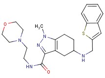 5-[(1-benzothien-2-ylmethyl)amino]-1-methyl-N-[2-(4-morpholinyl)ethyl]-4,5,6,7-tetrahydro-1H-indazole-3-carboxamide