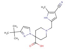 4-(3-tert-butyl-1H-pyrazol-1-yl)-1-[(4-cyano-5-methyl-1H-pyrrol-2-yl)methyl]piperidine-4-carboxylic acid