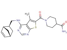 1-[(4-{[(1R*,2S*,4R*)-bicyclo[2.2.1]hept-5-en-2-ylmethyl]amino}-5-methylthieno[2,3-d]pyrimidin-6-yl)carbonyl]-4-piperidinecarboxamide