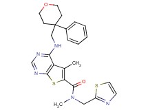 N,5-dimethyl-4-{[(4-phenyltetrahydro-2H-pyran-4-yl)methyl]amino}-N-(1,3-thiazol-2-ylmethyl)thieno[2,3-d]pyrimidine-6-carboxamide