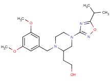 2-[1-(3,5-dimethoxybenzyl)-4-(5-isopropyl-1,2,4-oxadiazol-3-yl)-2-piperazinyl]ethanol