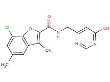 7-chloro-N-[(6-hydroxy-4-pyrimidinyl)methyl]-3,5-dimethyl-1-benzofuran-2-carboxamide