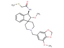 N-{(2R*,3R*)-2-methoxy-1'-[(7-methoxy-1,3-benzodioxol-5-yl)methyl]-2,3-dihydrospiro[indene-1,4'-piperidin]-3-yl}-2-(methylthio)acetamide