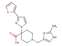 4-[3-(2-furyl)-1H-pyrazol-1-yl]-1-[(2-methyl-1H-imidazol-4-yl)methyl]piperidine-4-carboxylic acid