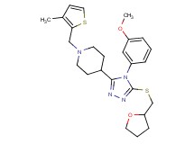4-{4-(3-methoxyphenyl)-5-[(tetrahydro-2-furanylmethyl)thio]-4H-1,2,4-triazol-3-yl}-1-[(3-methyl-2-thienyl)methyl]piperidine