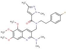 N-{[2-(dimethylamino)-5,6,7-trimethoxy-3-quinolinyl]methyl}-N-[2-(4-fluorophenyl)ethyl]-1,3-dimethyl-1H-pyrazole-5-carboxamide