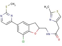N-({7-chloro-5-[2-(methylthio)-4-pyrimidinyl]-2,3-dihydro-1-benzofuran-2-yl}methyl)-2-(2-methyl-1,3-thiazol-4-yl)acetamide