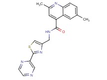 2,6-dimethyl-N-{[2-(2-pyrazinyl)-1,3-thiazol-4-yl]methyl}-4-quinolinecarboxamide