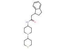 2-(2,3-dihydro-1H-inden-1-yl)-N-[1-(tetrahydro-2H-thiopyran-4-yl)piperidin-4-yl]acetamide