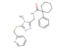 N-({4-methyl-5-[(2-pyridinylmethyl)thio]-4H-1,2,4-triazol-3-yl}methyl)-1-phenylcyclohexanecarboxamide