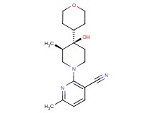 2-[(3R*,4R*)-4-hydroxy-3-methyl-4-(tetrahydro-2H-pyran-4-yl)-1-piperidinyl]-6-methylnicotinonitrile