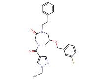 4-[(1-ethyl-1H-pyrazol-4-yl)carbonyl]-6-[(3-fluorobenzyl)oxy]-1-(2-phenylethyl)-1,4-diazepan-2-one