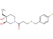 (3R*,4R*)-4-ethyl-1-{3-[(4-fluorobenzyl)thio]propanoyl}piperidine-3,4-diol