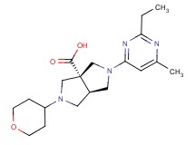 (3aR*,6aR*)-2-(2-ethyl-6-methylpyrimidin-4-yl)-5-(tetrahydro-2H-pyran-4-yl)hexahydropyrrolo[3,4-c]pyrrole-3a(1H)-carboxylic acid