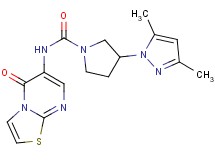 3-(3,5-dimethyl-1H-pyrazol-1-yl)-N-(5-oxo-5H-[1,3]thiazolo[3,2-a]pyrimidin-6-yl)pyrrolidine-1-carboxamide