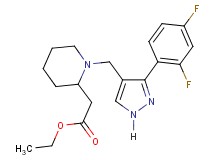 ethyl (1-{[3-(2,4-difluorophenyl)-1H-pyrazol-4-yl]methyl}-2-piperidinyl)acetate