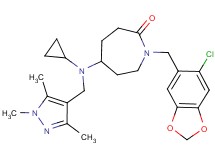 1-[(6-chloro-1,3-benzodioxol-5-yl)methyl]-5-{cyclopropyl[(1,3,5-trimethyl-1H-pyrazol-4-yl)methyl]amino}-2-azepanone