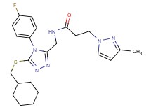 N-{[5-[(cyclohexylmethyl)thio]-4-(4-fluorophenyl)-4H-1,2,4-triazol-3-yl]methyl}-3-(3-methyl-1H-pyrazol-1-yl)propanamide