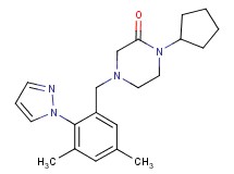 1-cyclopentyl-4-[3,5-dimethyl-2-(1H-pyrazol-1-yl)benzyl]piperazin-2-one