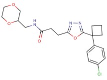 3-{5-[1-(4-chlorophenyl)cyclobutyl]-1,3,4-oxadiazol-2-yl}-N-(1,4-dioxan-2-ylmethyl)propanamide