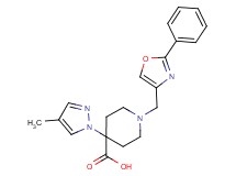 4-(4-methyl-1H-pyrazol-1-yl)-1-[(2-phenyl-1,3-oxazol-4-yl)methyl]piperidine-4-carboxylic acid