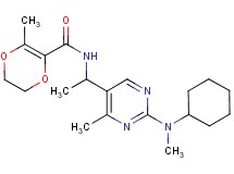 N-(1-{2-[cyclohexyl(methyl)amino]-4-methyl-5-pyrimidinyl}ethyl)-3-methyl-5,6-dihydro-1,4-dioxine-2-carboxamide