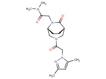 2-{(1S*,5R*)-3-[(3,5-dimethyl-1H-pyrazol-1-yl)acetyl]-7-oxo-3,6-diazabicyclo[3.2.2]non-6-yl}-N,N-dimethylacetamide
