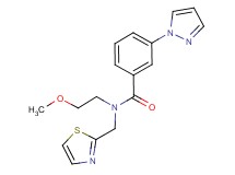 N-(2-methoxyethyl)-3-(1H-pyrazol-1-yl)-N-(1,3-thiazol-2-ylmethyl)benzamide