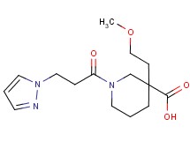 3-(2-methoxyethyl)-1-[3-(1H-pyrazol-1-yl)propanoyl]-3-piperidinecarboxylic acid