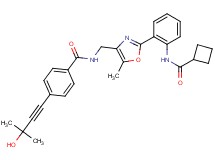 N-[(2-{2-[(cyclobutylcarbonyl)amino]phenyl}-5-methyl-1,3-oxazol-4-yl)methyl]-4-(3-hydroxy-3-methyl-1-butyn-1-yl)benzamide