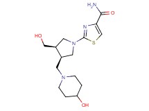 2-{(3R*,4R*)-3-(hydroxymethyl)-4-[(4-hydroxypiperidin-1-yl)methyl]pyrrolidin-1-yl}-1,3-thiazole-4-carboxamide