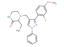 3-ethyl-4-{[3-(2-fluoro-4-methoxyphenyl)-1-phenyl-1H-pyrazol-4-yl]methyl}-2-piperazinone
