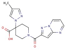 4-(4-methyl-1H-pyrazol-1-yl)-1-(pyrazolo[1,5-a]pyrimidin-2-ylcarbonyl)piperidine-4-carboxylic acid