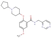 2-[(1-cyclopentyl-4-piperidinyl)oxy]-5-methoxy-N-(4-pyrimidinylmethyl)benzamide